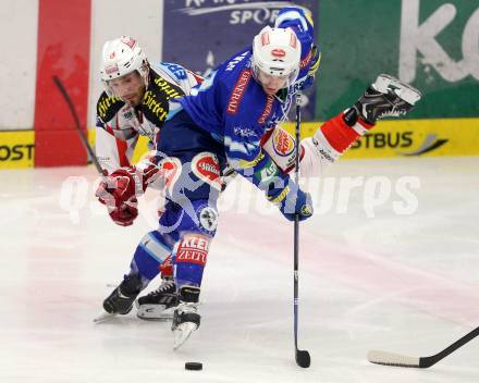 EBEL. Eishockey Bundesliga. EC VSV gegen KAC. Derek Ryan, (VSV), Thomas Koch  (KAC). Villach, am 13.1.2013.
Foto: Kuess 


---
pressefotos, pressefotografie, kuess, qs, qspictures, sport, bild, bilder, bilddatenbank