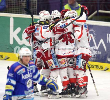 EBEL. Eishockey Bundesliga. EC VSV gegen KAC. Torjubel KAC. Villach, am 13.1.2013.
Foto: Kuess 


---
pressefotos, pressefotografie, kuess, qs, qspictures, sport, bild, bilder, bilddatenbank