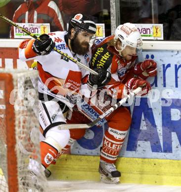 EBEL. Eishockey Bundesliga. EC KAC gegen HC TWK Innsbruck "Die Haie".   Markus Pirmann,  (KAC), Antonin Manavian (Innsbruck). Klagenfurt, am 15.1.2013.
Foto: Kuess 


---
pressefotos, pressefotografie, kuess, qs, qspictures, sport, bild, bilder, bilddatenbank