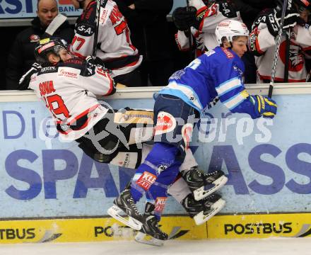 EBEL. Eishockey Bundesliga. EC VSV gegen HC Orli Znojmo. Marius Goehringer,  (VSV), Ales Sova (Znojmo). Villach, am 15.1.2013.
Foto: Kuess 


---
pressefotos, pressefotografie, kuess, qs, qspictures, sport, bild, bilder, bilddatenbank