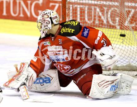 EBEL. Eishockey Bundesliga. EC KAC gegen HC TWK Innsbruck "Die Haie".   Andy Chiodo (KAC). Klagenfurt, am 15.1.2013.
Foto: Kuess 


---
pressefotos, pressefotografie, kuess, qs, qspictures, sport, bild, bilder, bilddatenbank