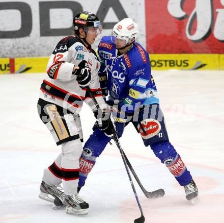 EBEL. Eishockey Bundesliga. EC VSV gegen HC Orli Znojmo. Mario Altmann,  (VSV), Kim Stroemberg (Znojmo). Villach, am 15.1.2013.
Foto: Kuess 


---
pressefotos, pressefotografie, kuess, qs, qspictures, sport, bild, bilder, bilddatenbank