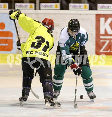 Eishockey Cup. Zeltverleih Bister gegen HC Post. Martin Poeck (Bister), Alexander Rodiga  (Post). Klagenfurt, 16.1.2013.
Foto: Kuess
---
pressefotos, pressefotografie, kuess, qs, qspictures, sport, bild, bilder, bilddatenbank