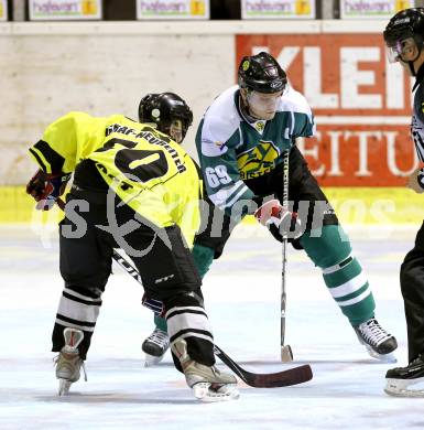 Eishockey Cup. Zeltverleih Bister gegen HC Post. Martin Poeck (Bister), Thomas Troppenauer  (Post). Klagenfurt, 16.1.2013.
Foto: Kuess
---
pressefotos, pressefotografie, kuess, qs, qspictures, sport, bild, bilder, bilddatenbank