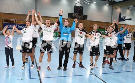 Handball Bundesliga. HC Kelag Kaernten gegen SC Ferlach.   Jubel   (SCF). Klagenfurt,19.1.2013.
Foto: Kuess
---
pressefotos, pressefotografie, kuess, qs, qspictures, sport, bild, bilder, bilddatenbank