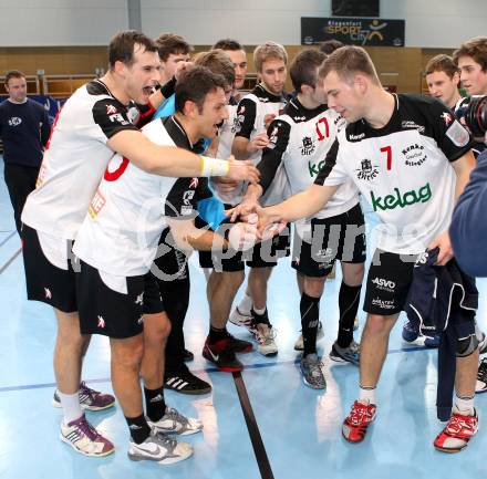 Handball Bundesliga. HC Kelag Kaernten gegen SC Ferlach.   Jubel  (SCF). Klagenfurt,19.1.2013.
Foto: Kuess
---
pressefotos, pressefotografie, kuess, qs, qspictures, sport, bild, bilder, bilddatenbank