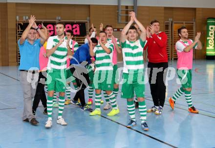 Futsal. Futsal Klagenfurt gegen Hegelhof RB Wien. Jubel Futsal Klagenfurt. Viktring, am 20.1.2012.
Foto: Kuess
---
pressefotos, pressefotografie, kuess, qs, qspictures, sport, bild, bilder, bilddatenbank