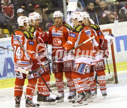 EBEL. Eishockey Bundesliga. EC KAC gegen SAPA Fehervar AV19. Torjubel   (KAC). Klagenfurt, am 20.1.2013.
Foto: Kuess 


---
pressefotos, pressefotografie, kuess, qs, qspictures, sport, bild, bilder, bilddatenbank