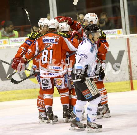 EBEL. Eishockey Bundesliga. EC KAC gegen SAPA Fehervar AV19. Torjubel  (KAC). Klagenfurt, am 20.1.2013.
Foto: Kuess 


---
pressefotos, pressefotografie, kuess, qs, qspictures, sport, bild, bilder, bilddatenbank