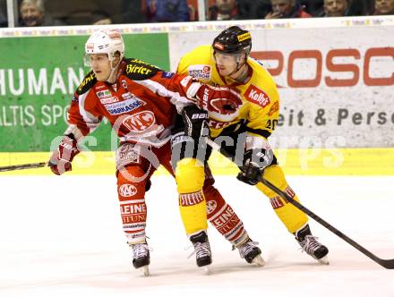 EBEL. Eishockey Bundesliga. EC KAC gegen UPC Vienna Capitals. Manuel Geier,   (KAC), Marcus Olsson (Vienna). Klagenfurt, am 22.1.2013.
Foto: Kuess 


---
pressefotos, pressefotografie, kuess, qs, qspictures, sport, bild, bilder, bilddatenbank