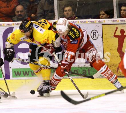 EBEL. Eishockey Bundesliga. EC KAC gegen UPC Vienna Capitals. Markus Pirmann,  (KAC), Sven Klimbacher  (Vienna). Klagenfurt, am 22.1.2013.
Foto: Kuess 


---
pressefotos, pressefotografie, kuess, qs, qspictures, sport, bild, bilder, bilddatenbank