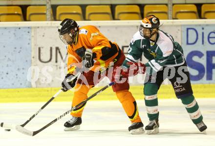 Eishockey Cup. Ascus Rangers gegen Zeltverleih Bister. Harald Kriener (Ascus Rangers), Johannes Isopp (Bister). Klagenfurt, 23.1.2013.
Foto: kuess
---
pressefotos, pressefotografie, kuess, qs, qspictures, sport, bild, bilder, bilddatenbank