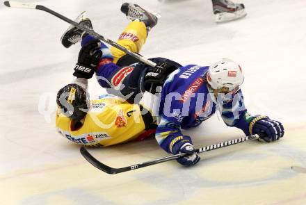 EBEL. Eishockey Bundesliga. EC VSV gegen UPC Vienna Capitals. Daniel Nageler, (VSV), Adrian Veidemann  (Vienna). Villach, am 27.1.2013.
Foto: Kuess 


---
pressefotos, pressefotografie, kuess, qs, qspictures, sport, bild, bilder, bilddatenbank