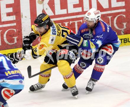 EBEL. Eishockey Bundesliga. EC VSV gegen UPC Vienna Capitals. Gerhard Unterluggauer, (VSV), Michael Schiechl  (Vienna). Villach, am 27.1.2013.
Foto: Kuess 


---
pressefotos, pressefotografie, kuess, qs, qspictures, sport, bild, bilder, bilddatenbank