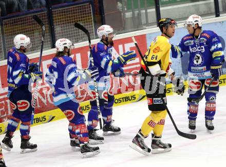 EBEL. Eishockey Bundesliga. EC VSV gegen UPC Vienna Capitals. Torjubel  Markus Peintner, John Hughes, Andreas Wiedergut, RYAN Derek (VSV).. Villach, am 27.1.2013.
Foto: Kuess 


---
pressefotos, pressefotografie, kuess, qs, qspictures, sport, bild, bilder, bilddatenbank