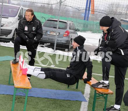 Fussball. WAC. Training. Rene Poms, Christoph Cemernjak, Slobodan Grubor. St. Andrae, 28.1.2013. 
Foto: Kuess
---
pressefotos, pressefotografie, kuess, qs, qspictures, sport, bild, bilder, bilddatenbank