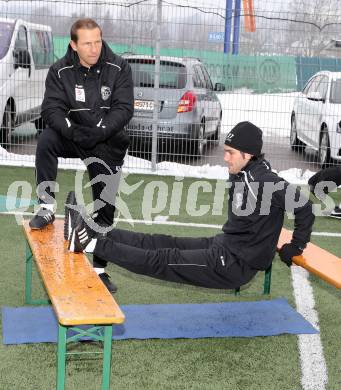 Fussball. WAC. Training. Rene Poms, Michele Polverino. St. Andrae, 28.1.2013. 
Foto: Kuess
---
pressefotos, pressefotografie, kuess, qs, qspictures, sport, bild, bilder, bilddatenbank