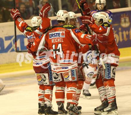 EBEL. Eishockey Bundesliga. EC KAC gegen VSV.  Torjubel  (KAC). Klagenfurt, am 29.1.2013.
Foto: Kuess 


---
pressefotos, pressefotografie, kuess, qs, qspictures, sport, bild, bilder, bilddatenbank