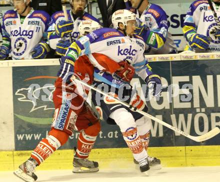 EBEL. Eishockey Bundesliga. EC KAC gegen VSV.  Markus Pirmann (KAC),  Martin Oraze(VSV). Klagenfurt, am 29.1.2013.
Foto: Kuess 


---
pressefotos, pressefotografie, kuess, qs, qspictures, sport, bild, bilder, bilddatenbank