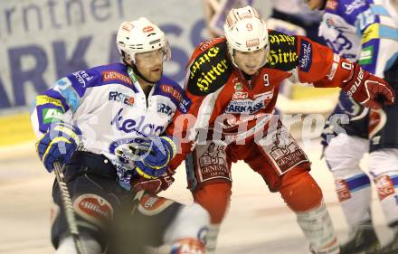 EBEL. Eishockey Bundesliga. EC KAC gegen VSV. Tyler Spurgeon  (KAC), Brad Cole (VSV). Klagenfurt, am 29.1.2013.
Foto: Kuess 


---
pressefotos, pressefotografie, kuess, qs, qspictures, sport, bild, bilder, bilddatenbank