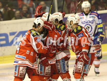 EBEL. Eishockey Bundesliga. EC KAC gegen VSV.  Torjubel (KAC). Klagenfurt, am 29.1.2013.
Foto: Kuess 


---
pressefotos, pressefotografie, kuess, qs, qspictures, sport, bild, bilder, bilddatenbank