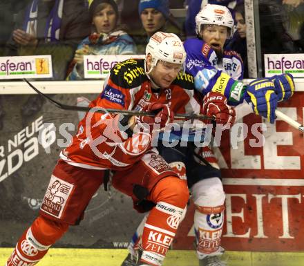 EBEL. Eishockey Bundesliga. EC KAC gegen VSV.  Mike Siklenka  (KAC), Markus Peintner (VSV). Klagenfurt, am 29.1.2013.
Foto: Kuess 


---
pressefotos, pressefotografie, kuess, qs, qspictures, sport, bild, bilder, bilddatenbank