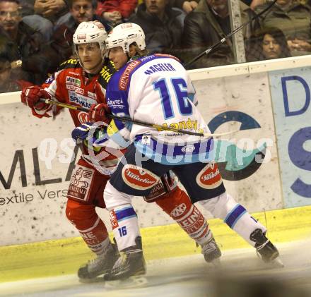 EBEL. Eishockey Bundesliga. EC KAC gegen VSV.  Manuel Geier (KAC), Daniel Nageler (VSV). Klagenfurt, am 29.1.2013.
Foto: Kuess 


---
pressefotos, pressefotografie, kuess, qs, qspictures, sport, bild, bilder, bilddatenbank