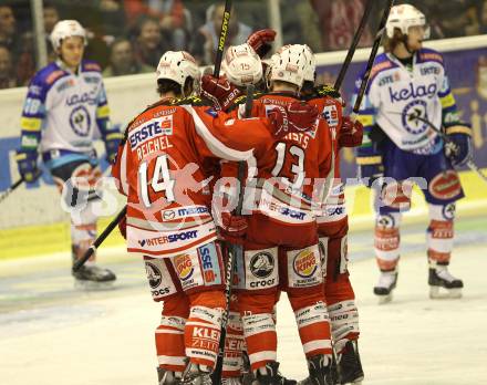 EBEL. Eishockey Bundesliga. EC KAC gegen VSV.  Torjubel (KAC),  (VSV). Klagenfurt, am 29.1.2013.
Foto: Kuess 


---
pressefotos, pressefotografie, kuess, qs, qspictures, sport, bild, bilder, bilddatenbank