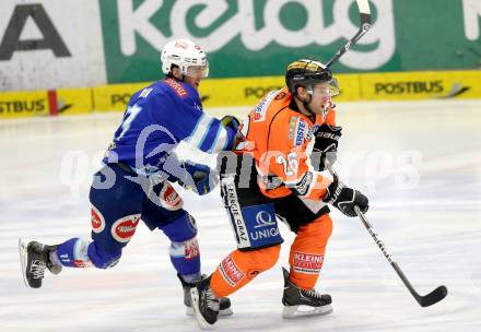 EBEL. Eishockey Bundesliga. EC VSV gegen Moser Medical Graz 99ers.  Derek Ryan,  (VSV), Jean Michel Daoust (Graz). Villach, am 31.1.2013.
Foto: Kuess 


---
pressefotos, pressefotografie, kuess, qs, qspictures, sport, bild, bilder, bilddatenbank