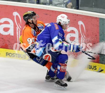 EBEL. Eishockey Bundesliga. EC VSV gegen Moser Medical Graz 99ers.  Klemen Pretnar,  (VSV), Taylor Holst (Graz). Villach, am 31.1.2013.
Foto: Kuess 


---
pressefotos, pressefotografie, kuess, qs, qspictures, sport, bild, bilder, bilddatenbank