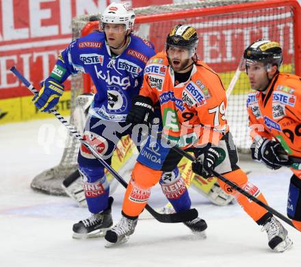 EBEL. Eishockey Bundesliga. EC VSV gegen Moser Medical Graz 99ers.  Derek Damon,  (VSV), Mario Scalzo (Graz). Villach, am 31.1.2013.
Foto: Kuess 


---
pressefotos, pressefotografie, kuess, qs, qspictures, sport, bild, bilder, bilddatenbank