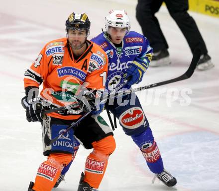 EBEL. Eishockey Bundesliga. EC VSV gegen Moser Medical Graz 99ers.  KLemen Pretnar, (VSV), Guillaume Lefebvre (Graz). Villach, am 31.1.2013.
Foto: Kuess 


---
pressefotos, pressefotografie, kuess, qs, qspictures, sport, bild, bilder, bilddatenbank