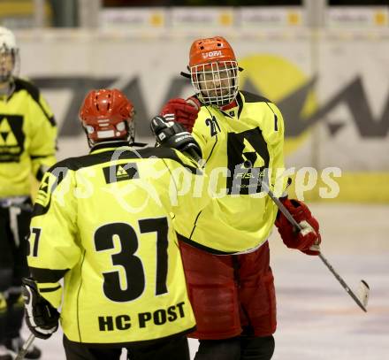 Eishockey Cup. HC Post gegen Ascus Rangers. Torjubel  Walter pansi (Post). Klagenfurt, 31.1.2013.
Foto: Kuess
---
pressefotos, pressefotografie, kuess, qs, qspictures, sport, bild, bilder, bilddatenbank