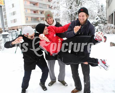 Eishockey. KAC. Andy Chiodo, Thomas Hundertpfund,  Markus Pirmann, Rene Swette. Klagenfurt, 14.1.2013.
Foto: Kuess
---
pressefotos, pressefotografie, kuess, qs, qspictures, sport, bild, bilder, bilddatenbank