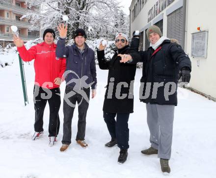 Eishockey. KAC. Andy Chiodo, Thomas Hundertpfund,  Markus Pirmann, Rene Swette. Klagenfurt, 14.1.2013.
Foto: Kuess
---
pressefotos, pressefotografie, kuess, qs, qspictures, sport, bild, bilder, bilddatenbank