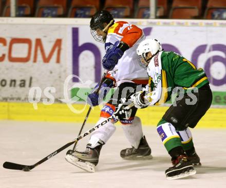 Eishockeycup. Hypo Alpe Adria BAnk gegen Humanomed Wings. Michael Wegozyn (Hypo), Daniel Wohlgemuth (Humanomed). Klagenfurt, 7.2.2013.
Foto: Kuess
---
pressefotos, pressefotografie, kuess, qs, qspictures, sport, bild, bilder, bilddatenbank