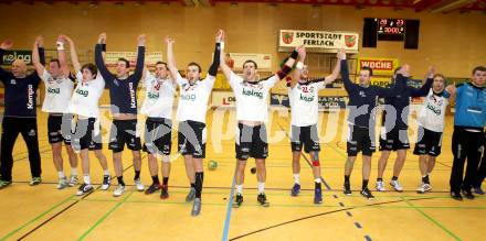 Handball Bundesliga. Aufstiegsrunde. SC Ferlach gegen ULZ Sparkasse Schwaz. Jubel Ferlach. Ferlach, 9.2.2013.
Foto: Kuess
---
pressefotos, pressefotografie, kuess, qs, qspictures, sport, bild, bilder, bilddatenbank