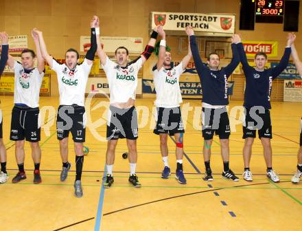 Handball Bundesliga. Aufstiegsrunde. SC Ferlach gegen ULZ Sparkasse Schwaz. Jubel Ferlach. Ferlach, 9.2.2013.
Foto: Kuess
---
pressefotos, pressefotografie, kuess, qs, qspictures, sport, bild, bilder, bilddatenbank