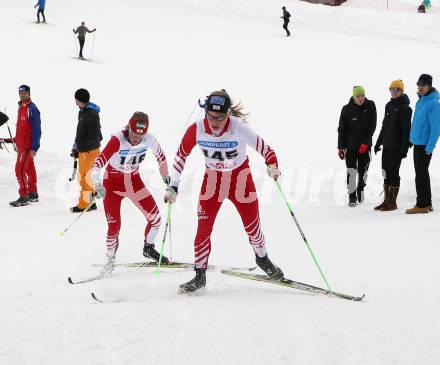 Langlauf. Oesterreichische Meisterschaften. Nathalie Schwarz (145), Kerstin Muschet (146) . Villach, 9.1.2013.
Foto: Kuess
---
pressefotos, pressefotografie, kuess, qs, qspictures, sport, bild, bilder, bilddatenbank