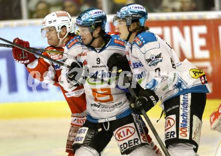 EBEL. Eishockey Bundesliga. EC KAC gegen EHC LIWEST Linz.  Kirk Furey,  (KAC), Danny Irmen, Brian Lebler (Linz). Klagenfurt, am 13.2.2013.
Foto: Kuess 


---
pressefotos, pressefotografie, kuess, qs, qspictures, sport, bild, bilder, bilddatenbank