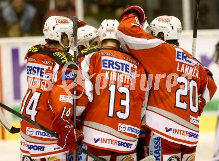 EBEL. Eishockey Bundesliga. EC KAC gegen EHC LIWEST Linz.  Torjubel KAC. Klagenfurt, am 13.2.2013.
Foto: Kuess 


---
pressefotos, pressefotografie, kuess, qs, qspictures, sport, bild, bilder, bilddatenbank