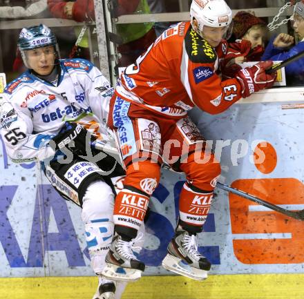 EBEL. Eishockey Bundesliga. EC KAC gegen EHC LIWEST Linz.  Tomislav Zanoski,  (KAC), Robert Lukas (Linz). Klagenfurt, am 13.2.2013.
Foto: Kuess 


---
pressefotos, pressefotografie, kuess, qs, qspictures, sport, bild, bilder, bilddatenbank