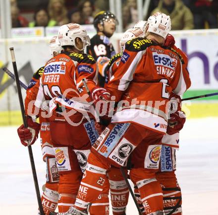 EBEL. Eishockey Bundesliga. EC KAC gegen Moser Medical Graz 99ers.   Torjubel (KAC) (KAC). Klagenfurt, am 15.2.2013.
Foto: Kuess 


---
pressefotos, pressefotografie, kuess, qs, qspictures, sport, bild, bilder, bilddatenbank