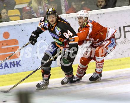 EBEL. Eishockey Bundesliga. EC KAC gegen Moser Medical Graz 99ers.   Paul Schellander, (KAC),  Taylor Holst (Graz). Klagenfurt, am 15.2.2013.
Foto: Kuess 


---
pressefotos, pressefotografie, kuess, qs, qspictures, sport, bild, bilder, bilddatenbank