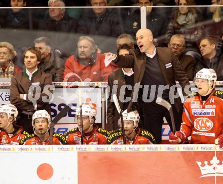 EBEL. Eishockey Bundesliga. EC KAC gegen Moser Medical Graz 99ers.   Christer Olsson, Dieter Kalt (KAC). Klagenfurt, am 15.2.2013.
Foto: Kuess 


---
pressefotos, pressefotografie, kuess, qs, qspictures, sport, bild, bilder, bilddatenbank