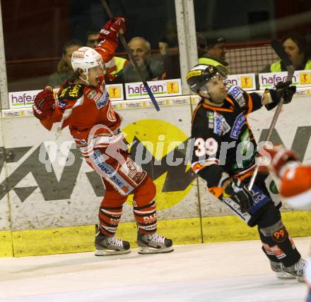 EBEL. Eishockey Bundesliga. EC KAC gegen Moser Medical Graz 99ers.   Torjubel John Lammers (KAC). Klagenfurt, am 15.2.2013.
Foto: Kuess 


---
pressefotos, pressefotografie, kuess, qs, qspictures, sport, bild, bilder, bilddatenbank