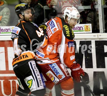 EBEL. Eishockey Bundesliga. EC KAC gegen Moser Medical Graz 99ers.   Jamie Lundmark,  (KAC), Olivier Latendresse (Graz). Klagenfurt, am 15.2.2013.
Foto: Kuess 


---
pressefotos, pressefotografie, kuess, qs, qspictures, sport, bild, bilder, bilddatenbank