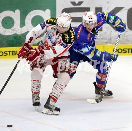 EBEL. Eishockey Bundesliga. EC VSV gegen KAC. Derek Ryan,  (VSV),  Tyler Spurgeon (KAC). Villach, am 17.2.2013.
Foto: Kuess 


---
pressefotos, pressefotografie, kuess, qs, qspictures, sport, bild, bilder, bilddatenbank