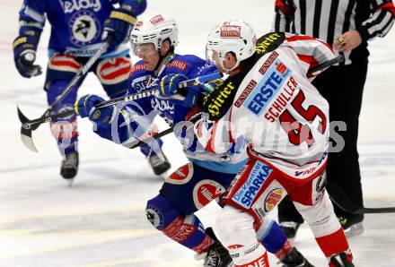 EBEL. Eishockey Bundesliga. EC VSV gegen KAC. Derek Ryan,  (VSV),  David Schuller (KAC). Villach, am 17.2.2013.
Foto: Kuess 


---
pressefotos, pressefotografie, kuess, qs, qspictures, sport, bild, bilder, bilddatenbank