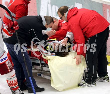 EBEL. Eishockey Bundesliga. EC VSV gegen KAC. Martin Schumnig, Vereinsarzt Dr. Roman Schellander (KAC). Villach, am 17.2.2013.
Foto: Kuess 


---
pressefotos, pressefotografie, kuess, qs, qspictures, sport, bild, bilder, bilddatenbank